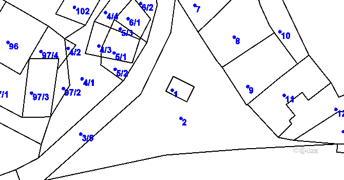 Parcela st. 1 v KÚ Sychotín, Katastrální mapa