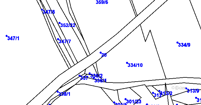 Parcela st. 20 v KÚ Sychotín, Katastrální mapa