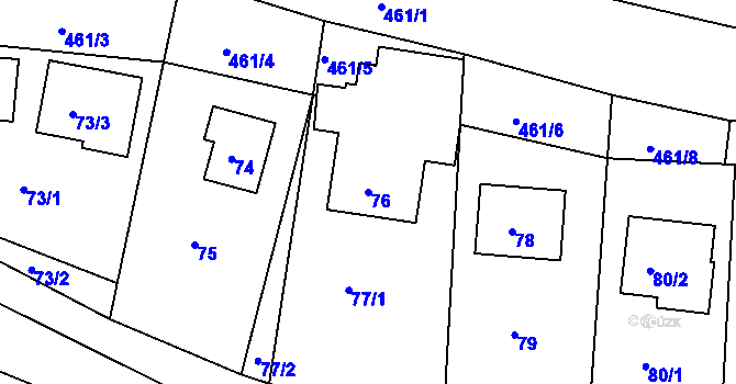 Parcela st. 76 v KÚ Sychotín, Katastrální mapa