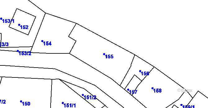 Parcela st. 155 v KÚ Sychotín, Katastrální mapa