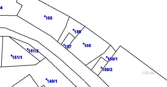 Parcela st. 158 v KÚ Sychotín, Katastrální mapa