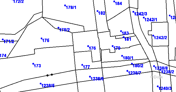 Parcela st. 176 v KÚ Sychotín, Katastrální mapa