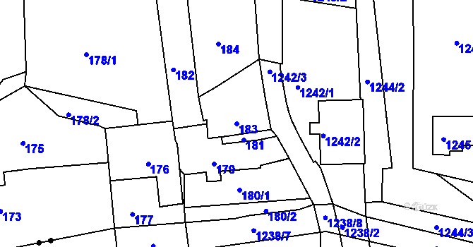 Parcela st. 183 v KÚ Sychotín, Katastrální mapa