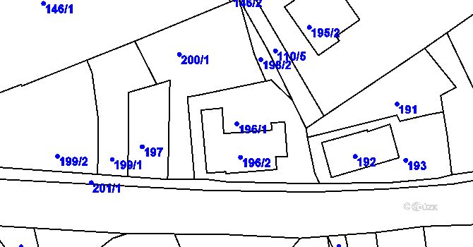 Parcela st. 196/1 v KÚ Sychotín, Katastrální mapa