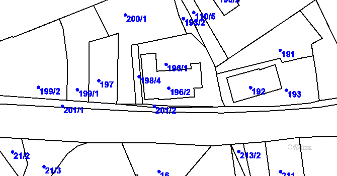 Parcela st. 196/2 v KÚ Sychotín, Katastrální mapa