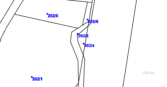 Parcela st. 202/4 v KÚ Sychotín, Katastrální mapa