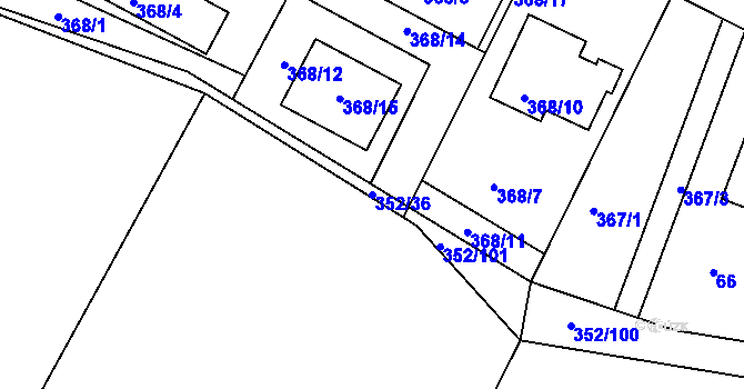 Parcela st. 352/36 v KÚ Sychotín, Katastrální mapa