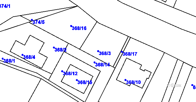 Parcela st. 368/3 v KÚ Sychotín, Katastrální mapa