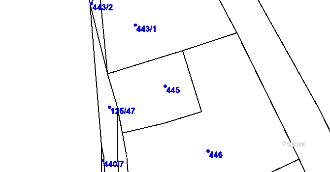 Parcela st. 445 v KÚ Sychotín, Katastrální mapa