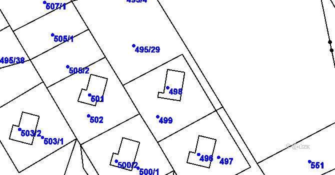 Parcela st. 498 v KÚ Sychotín, Katastrální mapa