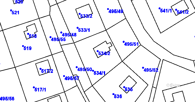 Parcela st. 534/2 v KÚ Sychotín, Katastrální mapa