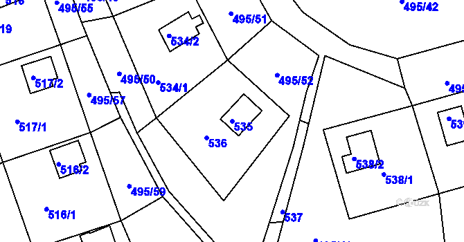 Parcela st. 535 v KÚ Sychotín, Katastrální mapa