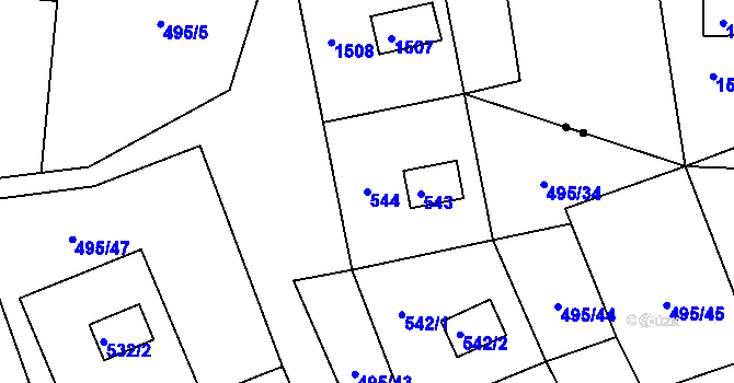Parcela st. 544 v KÚ Sychotín, Katastrální mapa