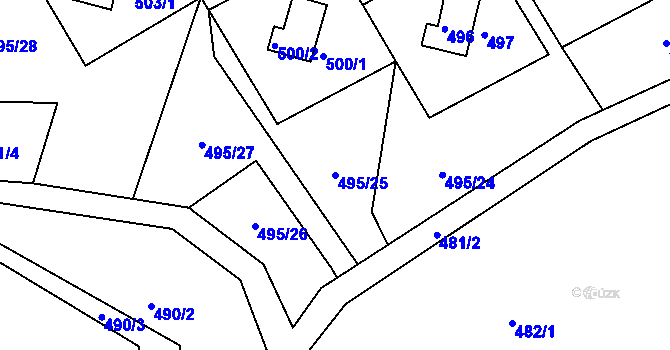Parcela st. 495/25 v KÚ Sychotín, Katastrální mapa