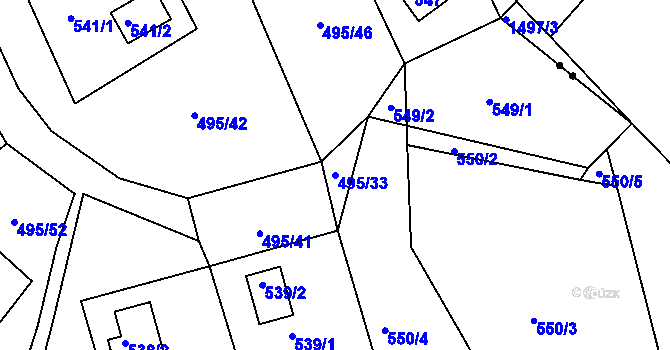 Parcela st. 495/33 v KÚ Sychotín, Katastrální mapa
