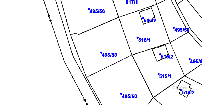 Parcela st. 495/58 v KÚ Sychotín, Katastrální mapa