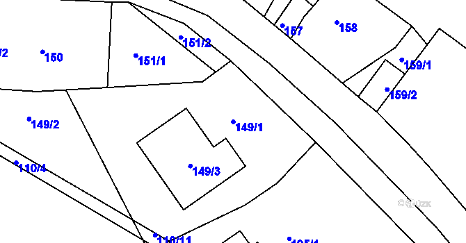 Parcela st. 149/1 v KÚ Sychotín, Katastrální mapa