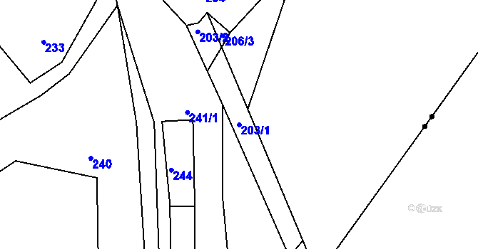 Parcela st. 203/1 v KÚ Sychotín, Katastrální mapa
