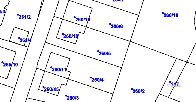 Parcela st. 260/5 v KÚ Újezd u Kunštátu, Katastrální mapa