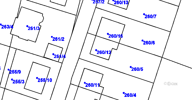Parcela st. 260/12 v KÚ Újezd u Kunštátu, Katastrální mapa