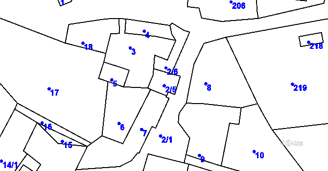 Parcela st. 2/5 v KÚ Újezd u Kunštátu, Katastrální mapa