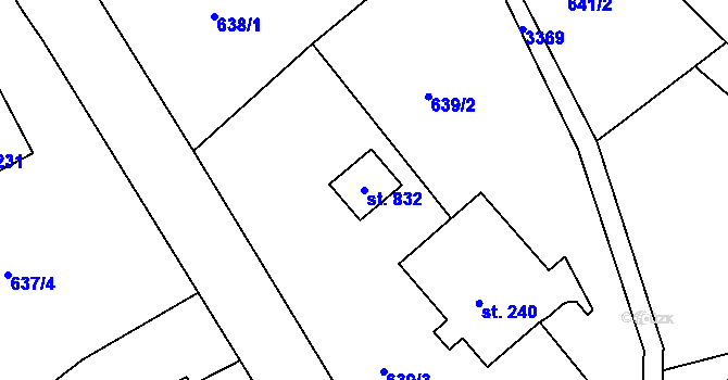 Parcela st. 832 v KÚ Kunvald, Katastrální mapa