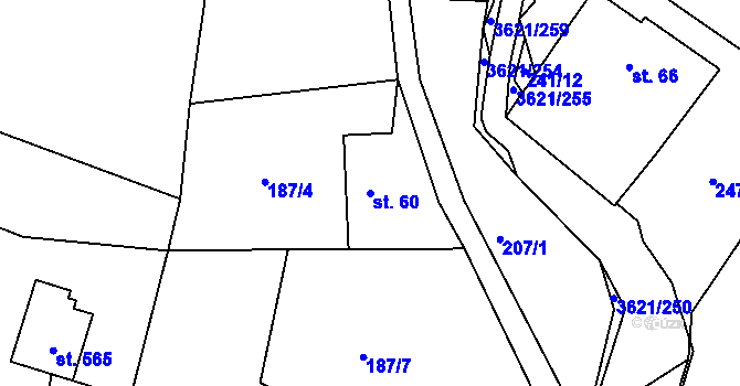 Parcela st. 60 v KÚ Kunvald, Katastrální mapa