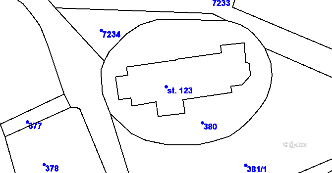 Parcela st. 123 v KÚ Kunvald, Katastrální mapa