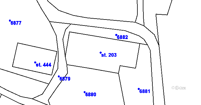 Parcela st. 203 v KÚ Kunvald, Katastrální mapa
