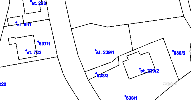 Parcela st. 239/1 v KÚ Kunvald, Katastrální mapa