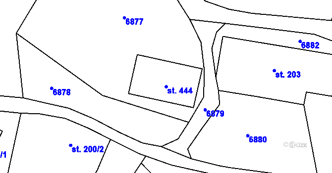 Parcela st. 444 v KÚ Kunvald, Katastrální mapa