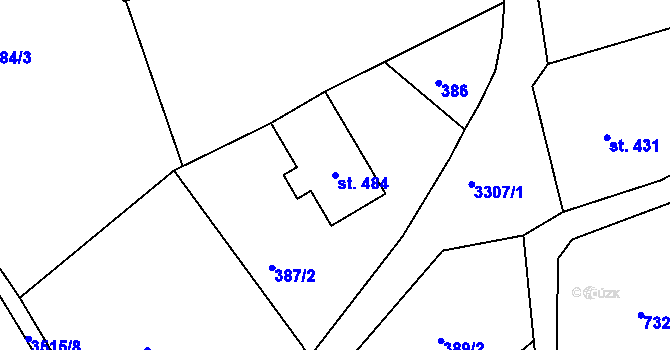 Parcela st. 484 v KÚ Kunvald, Katastrální mapa