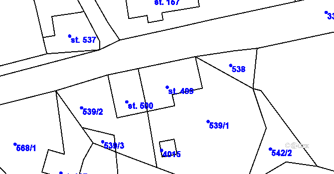 Parcela st. 499 v KÚ Kunvald, Katastrální mapa