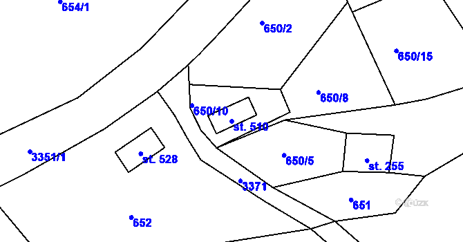 Parcela st. 510 v KÚ Kunvald, Katastrální mapa