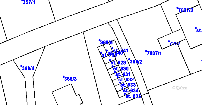 Parcela st. 739 v KÚ Kunvald, Katastrální mapa
