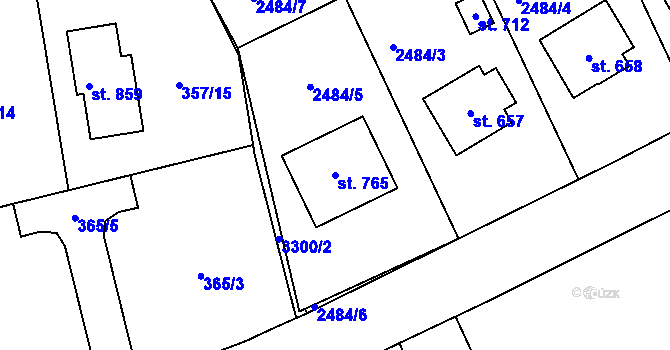 Parcela st. 765 v KÚ Kunvald, Katastrální mapa