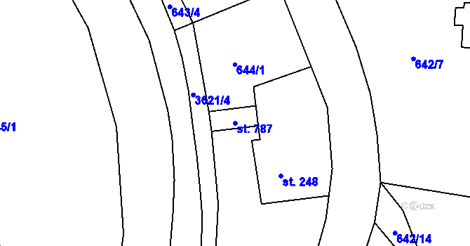 Parcela st. 787 v KÚ Kunvald, Katastrální mapa
