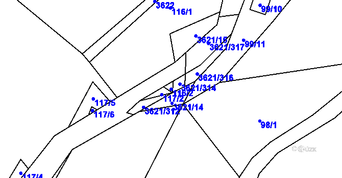 Parcela st. 116/2 v KÚ Kunvald, Katastrální mapa
