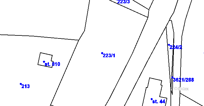 Parcela st. 223/1 v KÚ Kunvald, Katastrální mapa