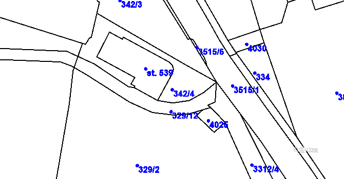 Parcela st. 342/4 v KÚ Kunvald, Katastrální mapa