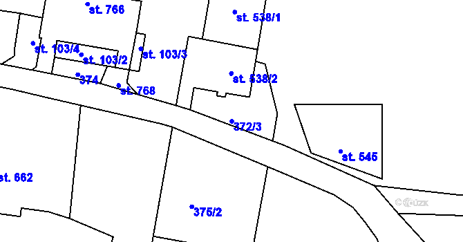 Parcela st. 372/3 v KÚ Kunvald, Katastrální mapa