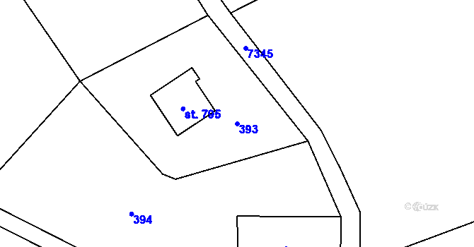 Parcela st. 393 v KÚ Kunvald, Katastrální mapa