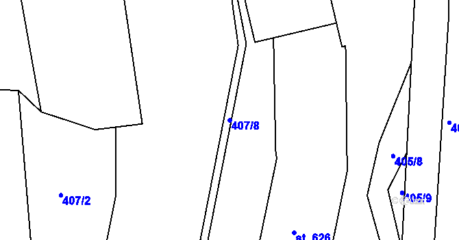 Parcela st. 407/8 v KÚ Kunvald, Katastrální mapa