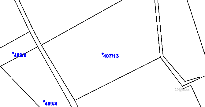 Parcela st. 407/13 v KÚ Kunvald, Katastrální mapa