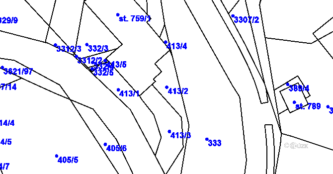 Parcela st. 413/2 v KÚ Kunvald, Katastrální mapa