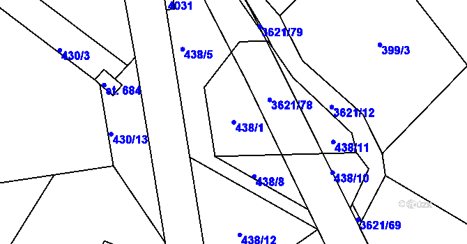 Parcela st. 438/1 v KÚ Kunvald, Katastrální mapa