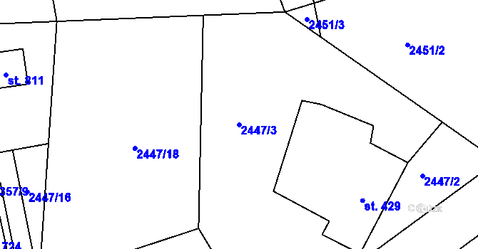 Parcela st. 2447/3 v KÚ Kunvald, Katastrální mapa