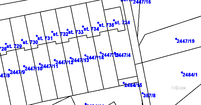 Parcela st. 2447/15 v KÚ Kunvald, Katastrální mapa