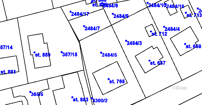 Parcela st. 2484/5 v KÚ Kunvald, Katastrální mapa