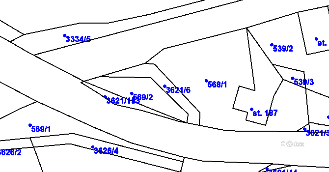 Parcela st. 3621/6 v KÚ Kunvald, Katastrální mapa